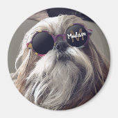 Cool Shih Tzu  retro bril Foto Monogram Magneet (Voorkant)