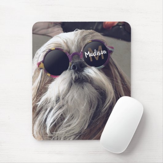 Cool Shih Tzu  retro bril Foto Monogram Muismat (Met muis)