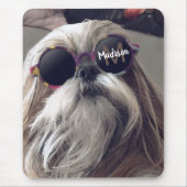 Cool Shih Tzu  retro bril Foto Monogram Muismat (Voorkant)