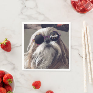 Cool Shih Tzu  retro bril Foto Monogram Servet