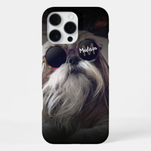 Cool Shih Tzu vintage retro bril Foto Monogram iPhone 16 Pro Max Hoesje