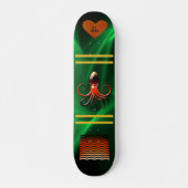 Cool Shiny Green Monogrammed Octopus Skateboard (Voorkant)