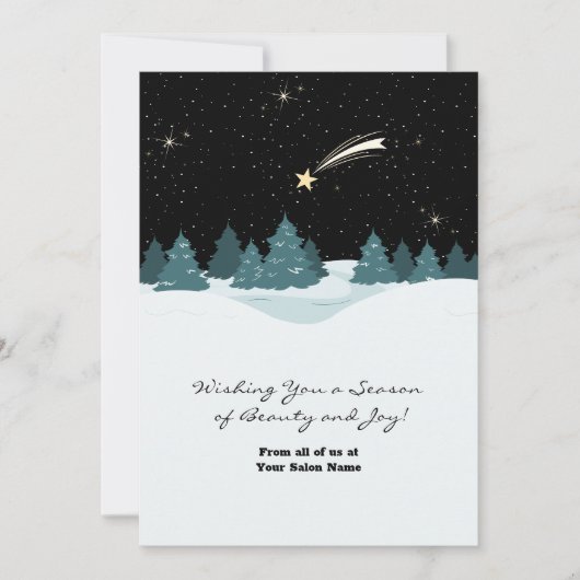 Cool Shooting Star Night Winterscape Vakantie Kaar (Voorkant)