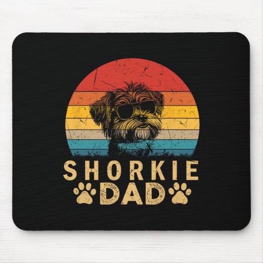 Cool Shorkie Papa Hondenliefhebbers Poot Print Vad Muismat (Voorkant)