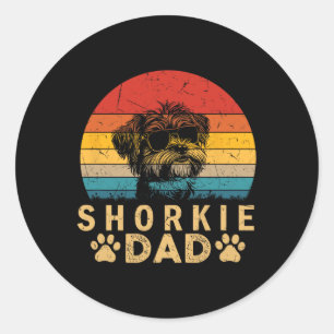 Cool Shorkie Papa Hondenliefhebbers Poot Print Vad Ronde Sticker