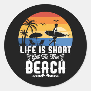 Cool short life strandsurfen ronde sticker