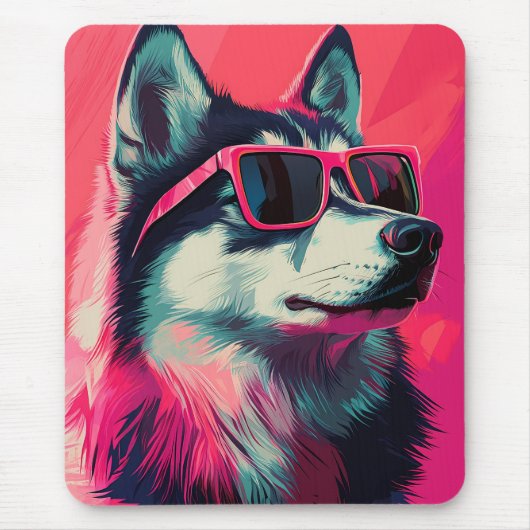 Cool Siberian Husky dog with sunglasses Muismat (Voorkant)