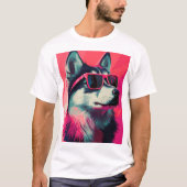 Cool Siberian Husky dog with sunglasses T-shirt (Voorkant)