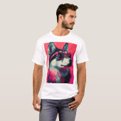 Cool Siberian Husky dog with sunglasses T-shirt (Voorkant volledig)