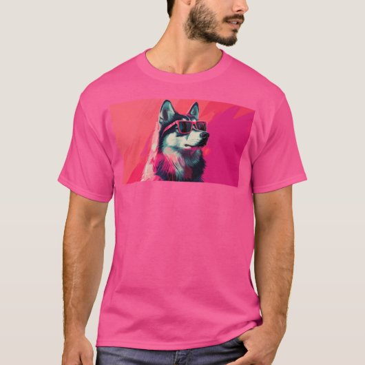 Cool Siberian Husky dog with sunglasses T-shirt (Voorkant)