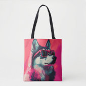 Cool Siberian Husky dog with sunglasses Tote Bag (Voorkant)