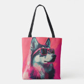 Cool Siberian Husky dog with sunglasses Tote Bag (Achterkant)