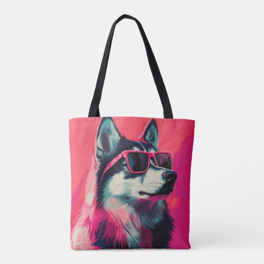 Cool Siberian Husky dog with sunglasses Tote Bag (Achterkant)