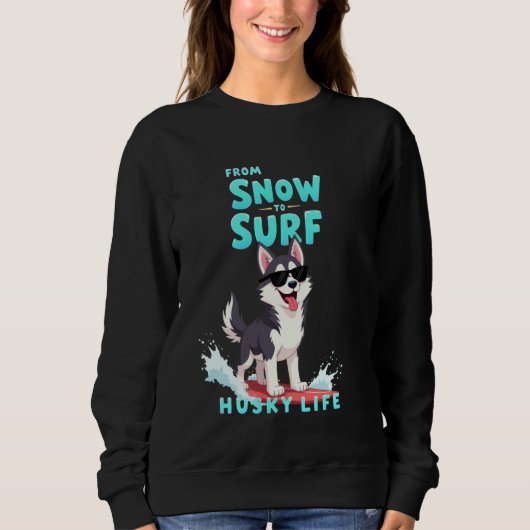 Cool Siberische Husky Surfhond Trui (Voorkant)