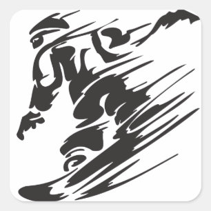 Cool silhouet snowboarden berg Stickers