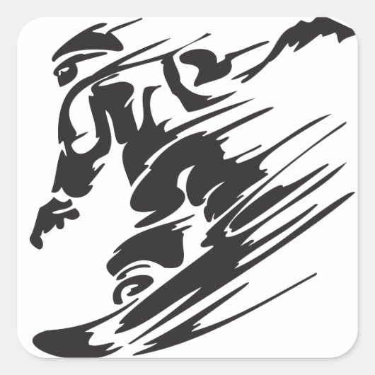 Cool silhouet snowboarden berg Stickers (Voorkant)