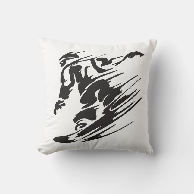 Cool Silhouette Snowboarding Mountain Pillow Kussen (Voorkant)