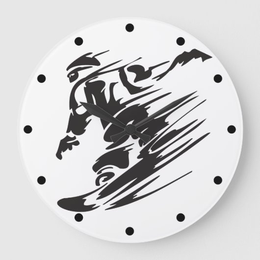 Cool Silhouette Snowboarding Mountain Wall klok (Voorkant)