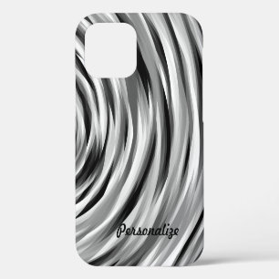 Cool Silver Black Stripy Pattern iPhone 12 Hoesje
