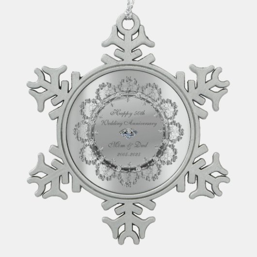 Cool Silver Floral Ornamenten bruiloft Jubileum (Voorkant)