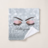 Cool Silver Glitter Bokeh, Faux Lashes Bad Handdoek (Wasdoekje)