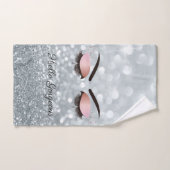 Cool Silver Glitter Bokeh, Faux Lashes Bad Handdoek (Handdoek)