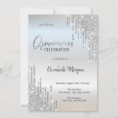 Cool Silver Glitter Drift Quinceañera Kaart (Voorkant)