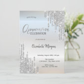 Cool Silver Glitter Drift Quinceañera Kaart (Staand voorkant)
