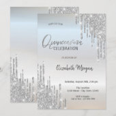 Cool Silver Glitter Drift Quinceañera Kaart (Voorkant / Achterkant)