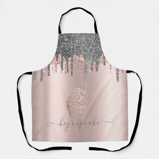 Cool Silver Glitter Drift Roos Gold Cupcake Schort (Voorkant)