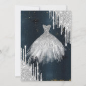 Cool Silver Glitter Drips, Dress Dark Blue Sweet 1 Kaart (Achterkant)