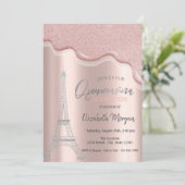 Cool Silver Glitter Drivers, Eiffeltoren Quinceañe Kaart (Staand voorkant)