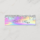 Cool Silver Glitter maakt harten, holografisch Klantenkaartje (Voorkant)