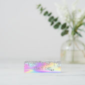 Cool Silver Glitter maakt harten, holografisch Klantenkaartje (Staand voorkant)