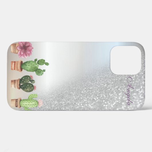 Cool Silver Glitter Ombre, Cactus Case-Mate iPhone Case (Achterkant (horizontaal))