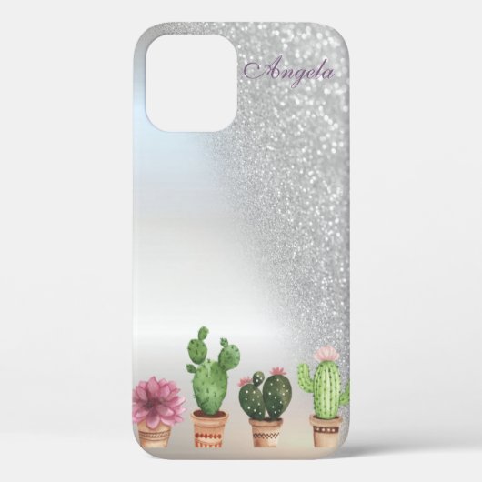 Cool Silver Glitter Ombre, Cactus Case-Mate iPhone Case (Achterkant)