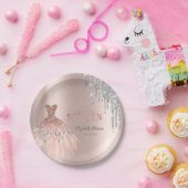 Cool Silver Glitter-schijven, Dress Roos Gold Papieren Bordje (Feest)