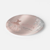 Cool Silver Glitter-schijven, Dress Roos Gold Papieren Bordje (Gekanteld)