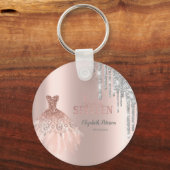 Cool Silver Glitter-schijven, Dress Roos Gold Sleutelhanger (Voorkant)