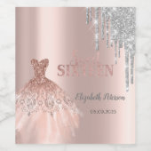 Cool Silver Glitter-schijven, Dress Roos Gold Wijn Etiket (Enkel label)