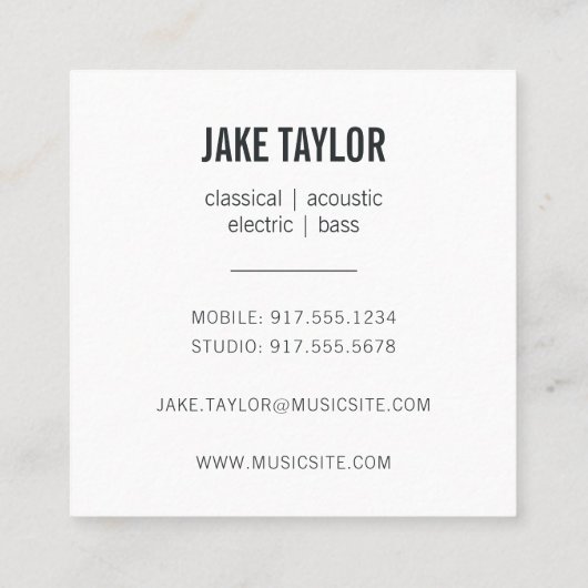 Cool Silver Guitar Instructor Vierkante Visitekaartje (Achterkant)