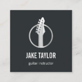 Cool Silver Guitar Instructor Vierkante Visitekaartje (Voorkant)