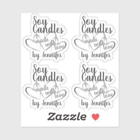 Cool Silver Hearts gemaakt met Love White Soy Cand Sticker (Vel)