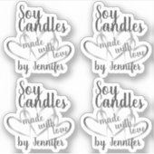 Cool Silver Hearts gemaakt met Love White Soy Cand Sticker (Voorkant)