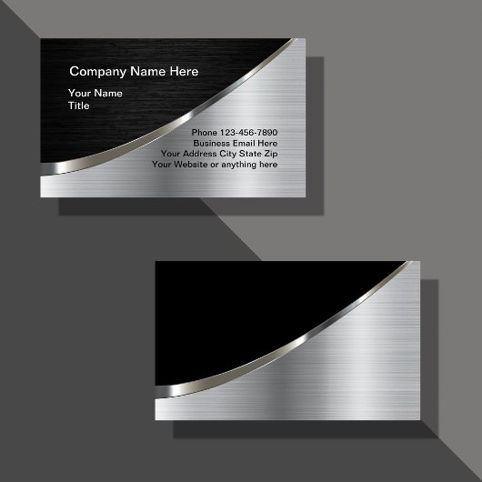 Cool Silver Metallic look Construction Business Ca Visitekaartje
