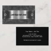 Cool Silver Metallic look Construction Thema Visitekaartje (Voorkant / Achterkant)