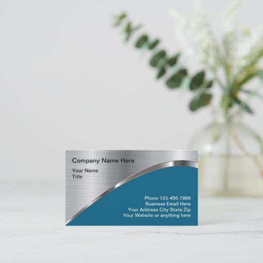 Cool Silver Metallic look Construction Visitekaartje (Staand voorkant)