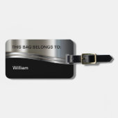 Cool Silver Metallic look Monogram Bagage Bagagelabel (Voorkant horizontaal)
