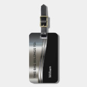 Cool Silver Metallic look Monogram Bagage Bagagelabel (Voorkant verticaal)