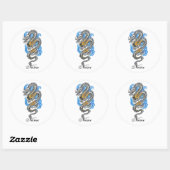 Cool Silver Oriental Dragon tattoo Ronde Sticker (Vel)